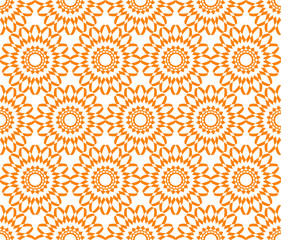 Seamless geometric floral pattern vector background with colorful design abstract vintage retro art orange white