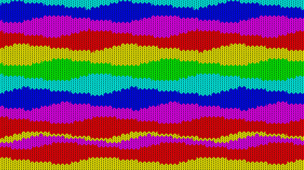 Background with a knitted texture, imitation of wool. Multicolored diverse lines.