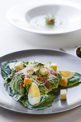 Healthy delicious vegetarian salad with eggs and veggie
