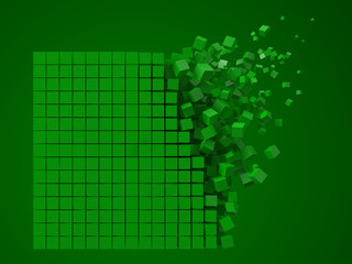 3d pixel style square data block. made with green cube blocks. three dimensional vector illustration.