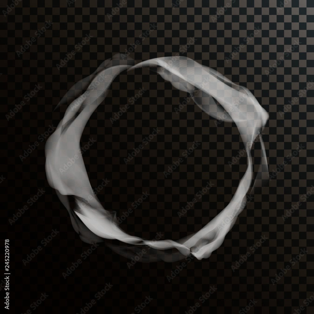 Poster vector smoke ring. abstract realistic circle smoke texture. template transparent cloud shape