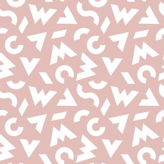 Abstract Pale Pink and White Colored Background. Vector Seamless Pattern with Modern Graphic Elements