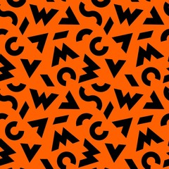 Abstract Animalistic Seamless Pattern. Vector Orange and Black Background. Stylized Leopard Skin
