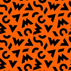 Abstract Animalistic Seamless Pattern. Vector Orange and Black Background. Stylized Leopard Skin
