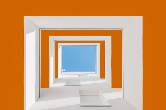 Low angle view of staircase against sky