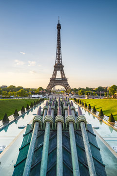 View of Jardins du Trocadero with Eiffel Tower in background