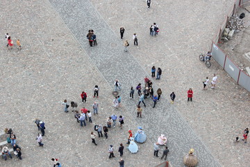 A group of people walking on the square in St. Petersburg