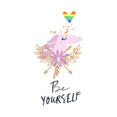 Unicorn head art, LGBT theme illustration. Vector and jpg image.