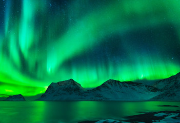 Scenic view of Aurora Borealis during night