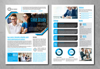 Business Case Study Layout with Blue Accents