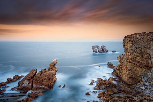 Scenic view of Urros de Liencres during sunset
