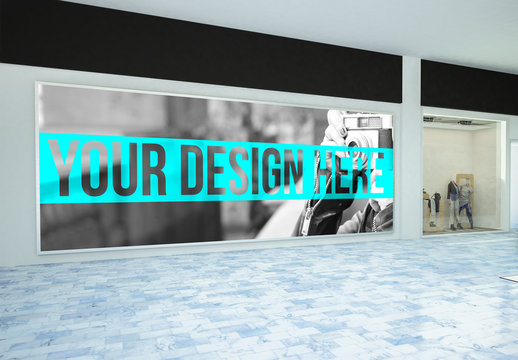 Horizontal Advertisement in Mall Mockup