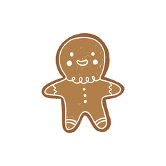 Gingerbread man holiday cookie, flat vector icon, biscuit art.