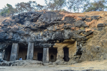 Elephant caves a famous landmark in Mumbai India on an Island in Gharapuri