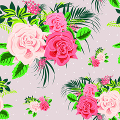 Rose ,floral pattern on light background in vector