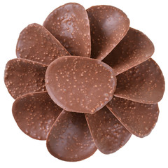 Chocolate chips top view isolated