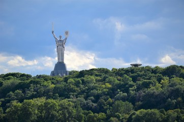 View of Kiev from the middle of the Dnieper River.