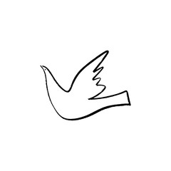 One line dove illustration, hand drawn ink style. Vector and jpg image.