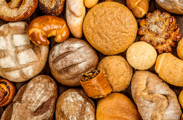 Fresh fragrant bread on the table. Food concept