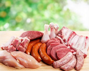 Fresh Raw Meat Background with vegetables