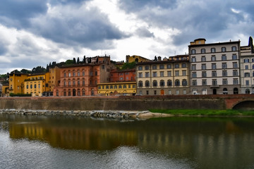 Fototapeta na wymiar Florence Italy Riverfront Buildings