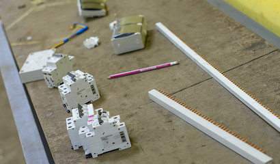 Fototapeta premium Automatic fuses, and a bus for connecting