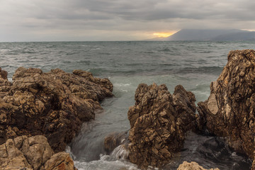Fototapeta na wymiar Sicilian Coastal Landscape in the morning hours in Italy, Europe