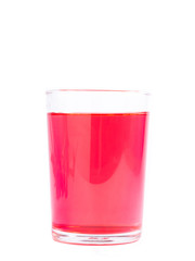 Glass of red water isolated on white background.