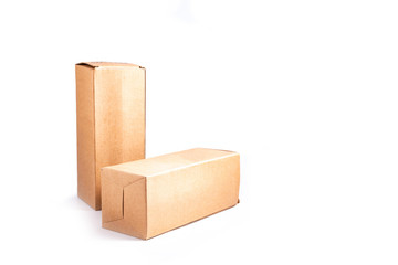 Closeup of brown boxs on white background with clipping path.