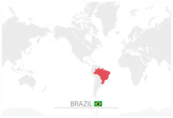 World Map with identification of Brazil