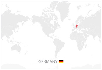 World Map with identification of Germany