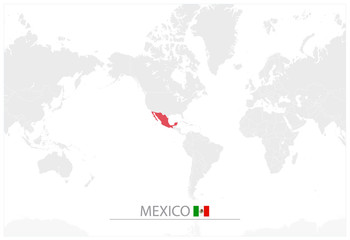 World Map with identification of Mexico