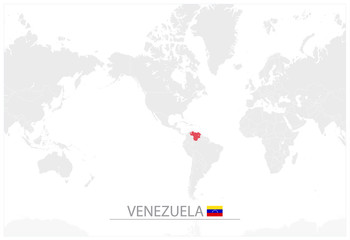World Map with identification of Venezuela