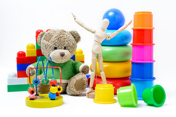 Children's toys on a white background