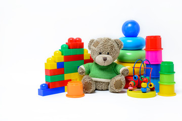  Children's toys on a white background