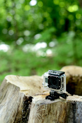  action camera go pro in the forest