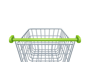 Shopping cart for supermarket products. Shop equipment.