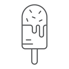 Ice-cream thin line icon, food and sweets, dessert sign, vector graphics, a linear pattern on a white background.