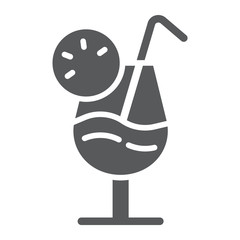 Cocktail glyph icon, alcohol and beverage, drink sign, vector graphics, a solid pattern on a white background.
