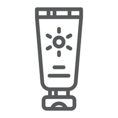 Sun protection line icon, cream and cosmetic, sunscreen sign, vector graphics, a linear pattern on a white background.