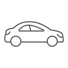 Auto trip thin line icon, automobile and tourism, car sign, vector graphics, a linear pattern on a white background.