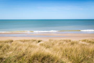 Fototapeta na wymiar Beach at Gouville-sur-Mer, Normandy, France