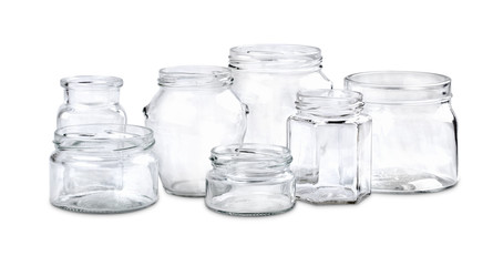 Group of empty glass jars