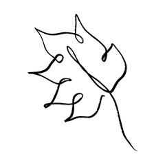 Stylized leaf one line art. Contour simple drawing