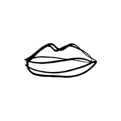 Vector hand drawn lips symbol, logo or label, print for clothes and other, element for design and other