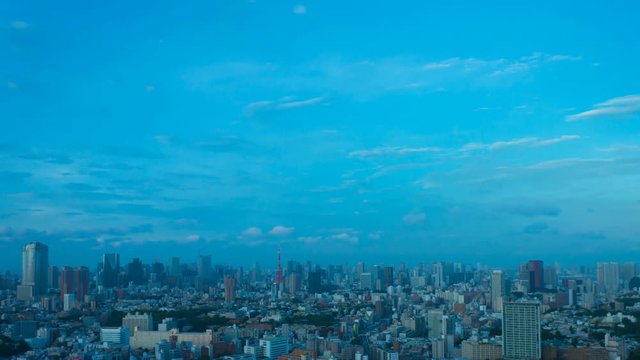 東京　夕景から夜景　タイムラプス　4K