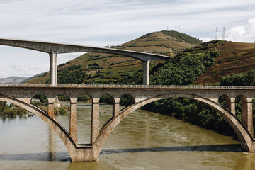 Bridges over Douro river in Peso da Regua in Portugal