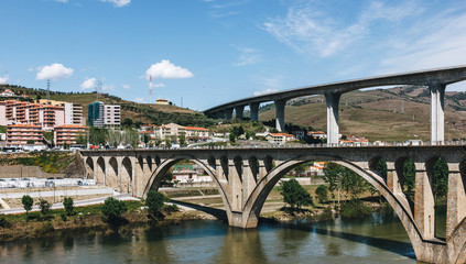 Fototapeta premium Bridges over Douro river in Peso da Regua in Portugal