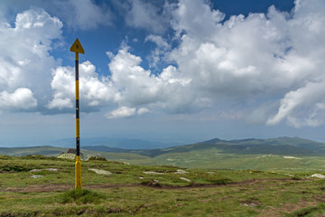 Fototapeta na wymiar Landscape with green hills of Vitosha Mountain near Cherni Vrah Peak, Sofia City Region, Bulgaria