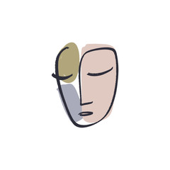 Simple hand trendy line men or woman portrait art. Print for clothes, textile and other